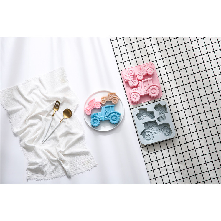 3 Khoang Máy Kéo Hình Khuôn Silicon Đá Viên Sô Cô La Khuôn Handmade Xà Phòng Bánh Trang Trí Khuôn Bánh Pudding Khuôn Kẹo DIY Khuôn Nướng Bánh