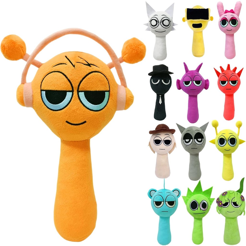 Đồ chơi sang trọng Sprunki, đồ chơi sang trọng Sprunky Wenda 10 inch và màu xám, búp bê nhồi bông mềm mại và vui nhộn Sprunk dành cho người hâm mộ và bạn bè sinh nhật
