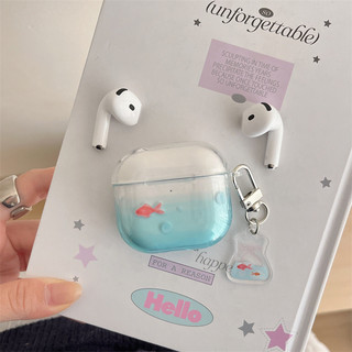Nhuộm Cá Vàng Koi Xanh Cho AirPods 1 / 2 3 Pro Pro Pro2 pro3 Airpod4 Bộ Tai Nghe Không Dây Bluetooth Bảo Vệ AirPods Pro i3 i4 pro3 Vỏ Bảo Vệ Tai Nghe