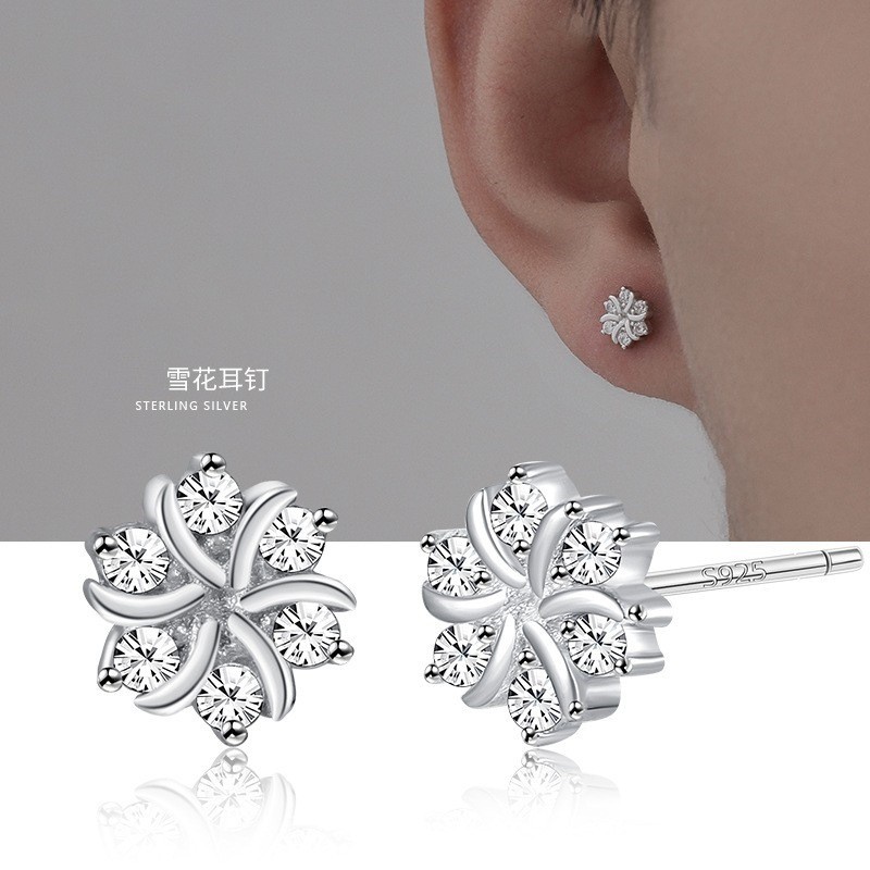 Bông Tai Bông Tuyết Bạc S925 Thời Trang Phù Hợp Với Nam Nữ Độc Đáo