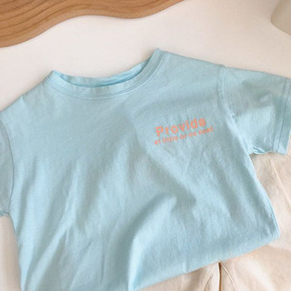 Áo thun ngắn tay trẻ em mùa hè mới bằng cotton cho bé trai và bé gái, phong cách Hàn Quốc, in chữ