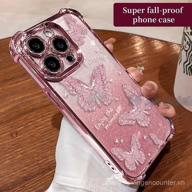 Ốp điện thoại OPPO Reno 13F 13 12, OPPO Reno 13 12 11 10 Pro, OPPO Reno 13F 12F 11 10 11F 5G, vỏ bướm sáng bóng, chống sốc với bảo vệ ống kính camera, ốp điện thoại dày