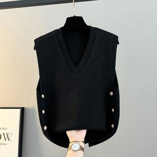 Áo Vest Nữ Xuân Thu 2025 Rời Ngoài Mặc Dệt Kim Áo Cổ Chữ V Áo Len Áo Khoác Áo Khoác Áo Khoác Mùa Đông Áo Khoác