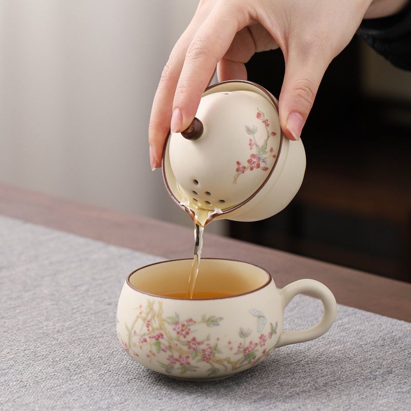 [Tách nước trà] Bộ trà du lịch Ru Kiln Cốc nhanh di động Tách nước trà Ấm trà Cốc nước văn phòng Máy pha trà ngoài trời Bộ trà gốm