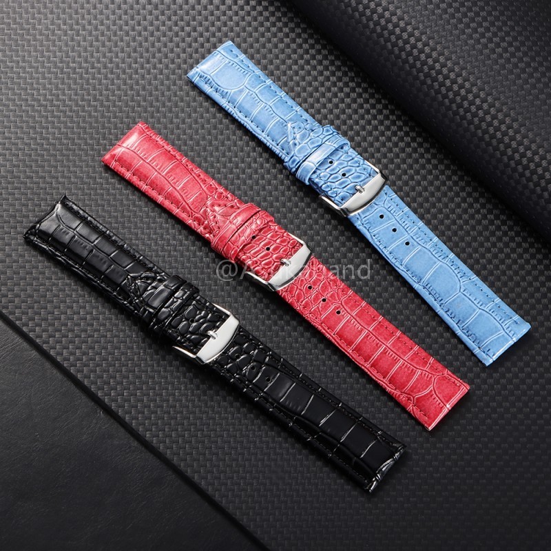 Dây đồng hồ da chống nước 18mm 20mm 22mm, da mờ cho cơ/thạch anh, nâu đen, mỏng mềm, kinh doanh cổ điển, nam nữ