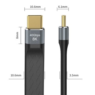 EZ Cáp USB4 ngắn 5 Dây phẳng 9Inch Tốc độ 40Gbps 240W Giao hàng nguồn cho điện thoại SSD ngoài eGPU và hơn thế nữa USB C Devic