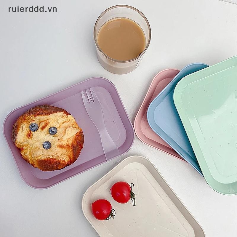 # ruierdd # Khay đựng rơm lúa mì màu kẹo Trái cây Đồ ăn nhẹ Đĩa để bàn Đồ lặt vặt Khay đựng đồ lặt vặt bằng nhựa Khay trang trí đĩa vuông nhỏ.