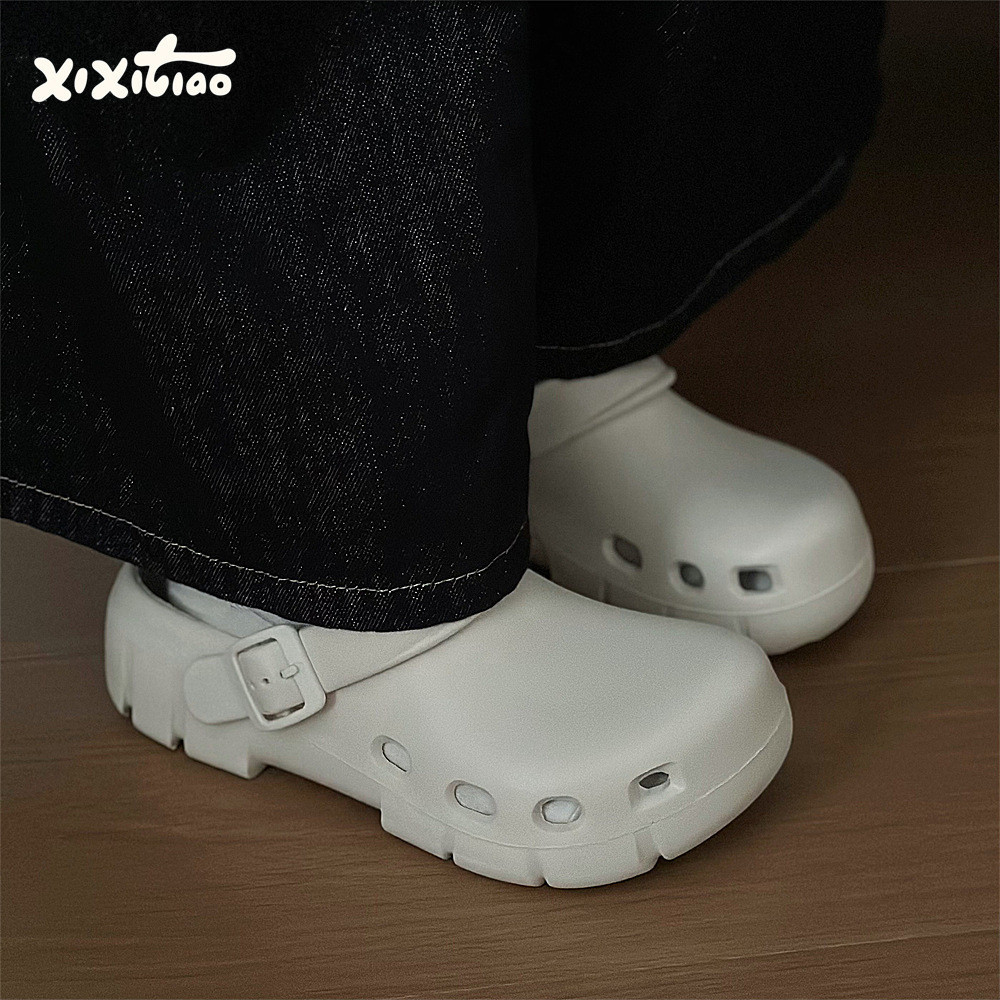 XIXITIAO Dép Màu Trơn Mùa Hè Ngoài Trời Birkenstock Baotou Nữ EVA Đế Mềm Thoải Mái