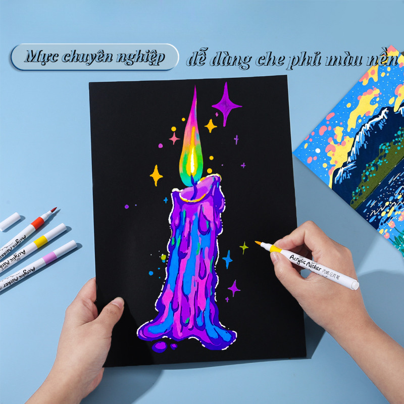 Hộp màu cao cấp acrylic 12/ 24/ 36/ 48/ 60/ 80 chuyên nghiệp,bút màu nước acrylic, ko lem trên giấy