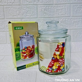 Hũ Lục Giác Thủy Tinh Dày Đẹp Có Nắp Đậy Kín Dung Tích 550, 990, 1500, 2000ml - Hũ Đựng Thực Phẩm - Trường An VN
