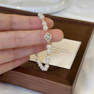 Vòng Tay Ngọc Trai Nước Ngọt Bốn Lá Hình Cỏ Ba Lá Ánh Sáng Pháp Phong Cách Sang Trọng Cao Cấp Phụ Kiện Tay Người Yêu Vườn Series
