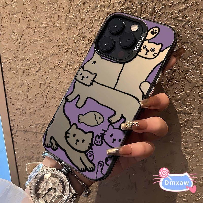 Ốp điện thoại hình mèo phong cách Graffiti dễ thương cho iPhone Air 17 16E 16 Pro Max 15 14 Plus 13 12 Mini Pro Max Vỏ cá hoạt hình Bảo vệ ống kính Vỏ mềm chống rơi