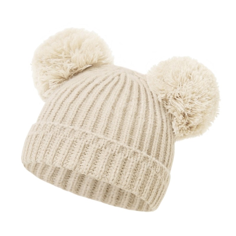 Innlike1 Mũ có Pompoms Dệt Kim Mùa Đông Mũ Ấm Áp Trẻ Sơ Sinh Móc Mũ Bonnet Mũ