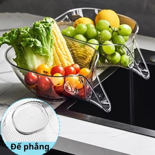 Rổ rửa rau củ trong suốt thiếu kế phễu thoát nước đa năng tiện lợi 23x19x12.5cm SUNND