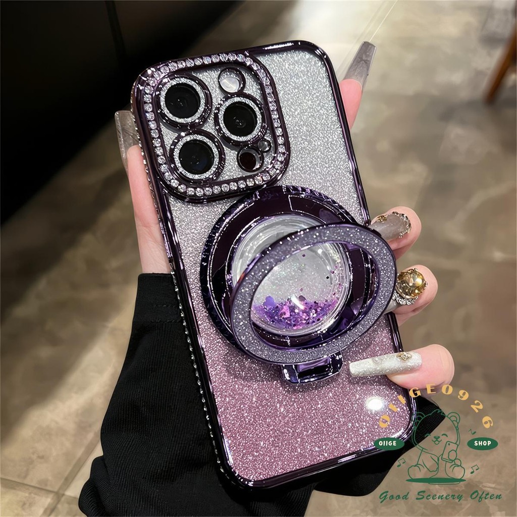【 Ốp lưng iphone16 】 Giá đỡ cát lún kim cương Vỏ điện thoại iphone16 Pro Max 15 14 13 12 11 cho vỏ iPhone Vỏ mềm silicon TPU chống sốc
