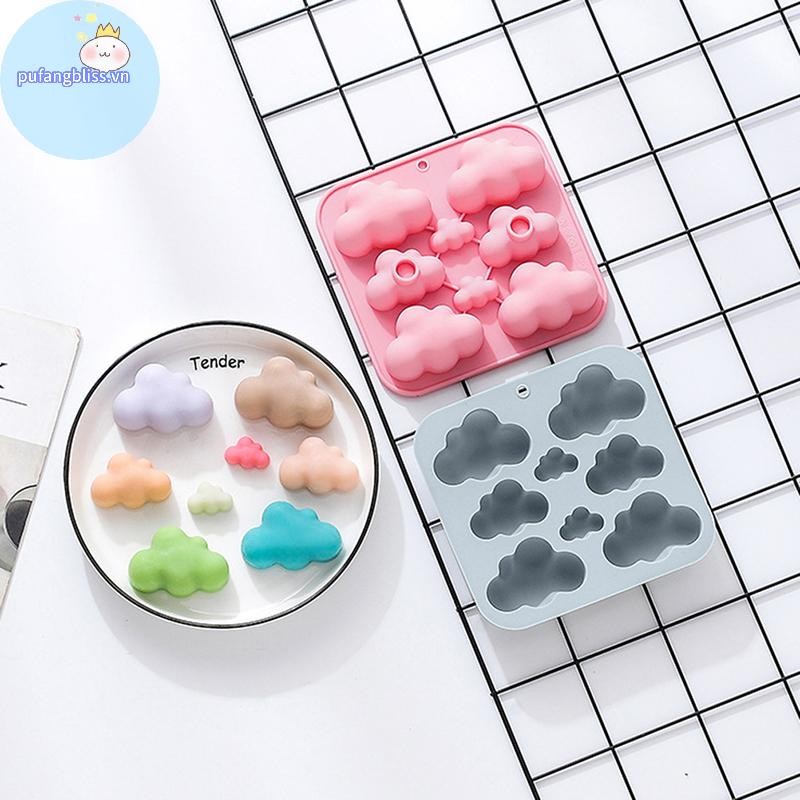 Pufangbliss 1 8 Khoang Hoạt Hình Đám Mây Khuôn Silicon DIY Nhựa Thạch Cao Làm Khuôn VN