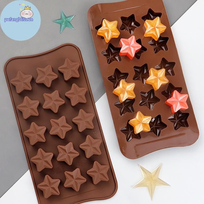 Pufangbliss Khuôn Socola Hình Ngôi Sao Sáp Tan Khuôn Kẹo Chống Dính Khuôn Socola Ba Chiều Fondant Nướng Bánh Hình VN