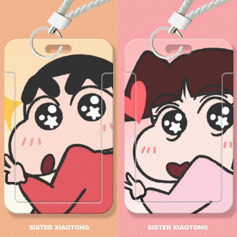 Crayon Shin chan đựng thẻ trượt cặp đôi sinh viên, thẻ bữa ăn, thẻ xe buýt, vỏ bảo vệ thẻ ID, hộp đựng thẻ truy cập