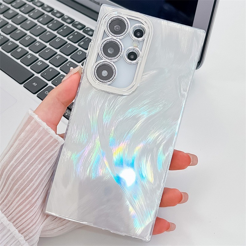 Ốp Điện Thoại Lông Vũ Cho Samsung Galaxy S24 FE Plus S23 PC Siêu Cứng Lấp Lánh Vỏ Bảo Vệ Camera