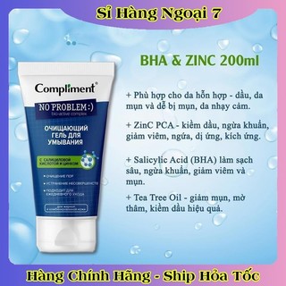 [DATE MỚI] Gel rửa mặt BHA Compliment No Problem làm sạch sâu, giảm viêm & mụn 200ml - HÀNG NGA