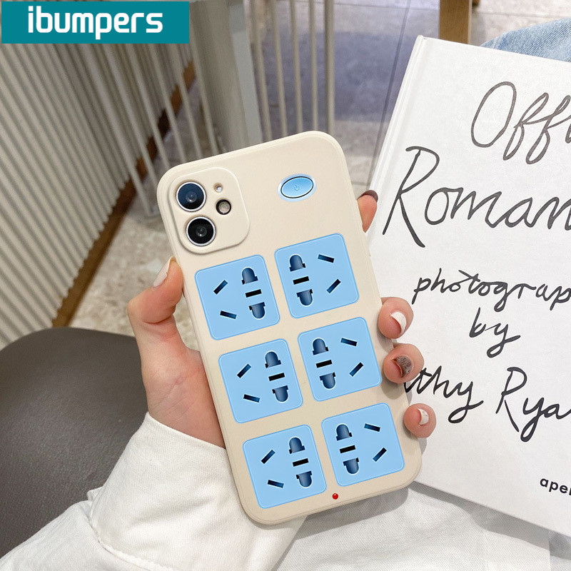 ibumpers Ốp Lưng IPhone Ngộ nghĩnh Độc Đáo Ổ Cắm Điện Họa Tiết Cho IPhone 16 15 14 12 13 11 Pro Max IP 7 8 Plus X XS XR Ốp Điện Thoại Silicon Mềm Chống Sốc