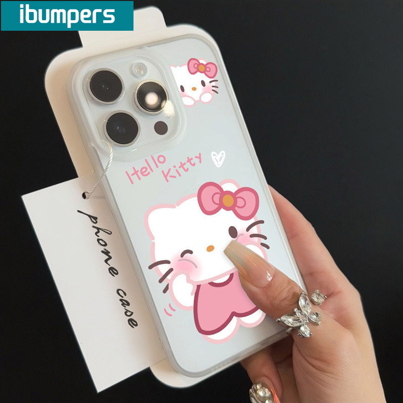 ibumpers Ốp Lưng IPhone Gấu Dễ Thương Hello Kitty Họa Tiết Ốp Điện Thoại Trong Suốt Nhám Mờ TPU Mỏng Chống Sốc Chống Bẩn Cho IPhone 16 15 14 12 13 11 Pro Max IP 7 8 Plus X XS XR