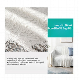 Khăn phủ sofa,Tấm trải ghế sofa cotton dệt 3D phong cách bắc Âu,Màu Sắc Đơn,Vải đàn hồi chống bụi chống trơn trượt