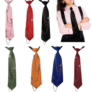 Treeling Nữ Nhật Bản Sinh Viên Đồng Phục Có Thể Điều Chỉnh Dây Đeo Pre Buộc Cà Vạt Vintage Punk Ngôi Sao Dây Chuyền Trang Trí Dây Buộc Cổ