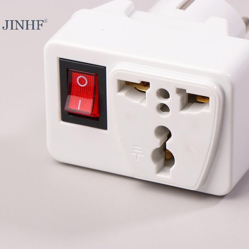Ổ cắm chuyển đổi đa năng JINHF EU 250V 10A, ổ cắm di động màu trắng, mở rộng, có công tắc, đèn đỏ