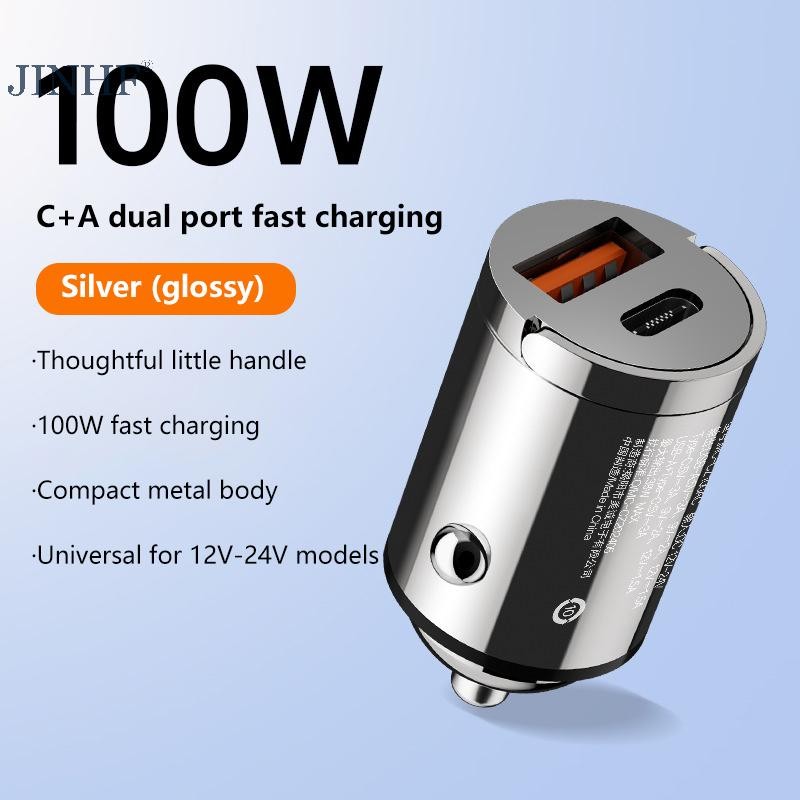 JINHF 100W Sạc Xe Hơi Cổng Kép Siêu Adapter Sạc Nhanh PD QC 3.0 Cho Xe Huawei Adapter HOT