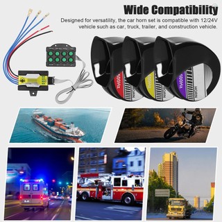 Bộ còi ô tô lớn 3 mảnh Sừng ốc sên điện có độ cao / giữa / thấp chống nước với 8 âm thanh Bộ điều khiển còi cho xe tải ô tô 12 / 24V Máy kéo xe xây dựng