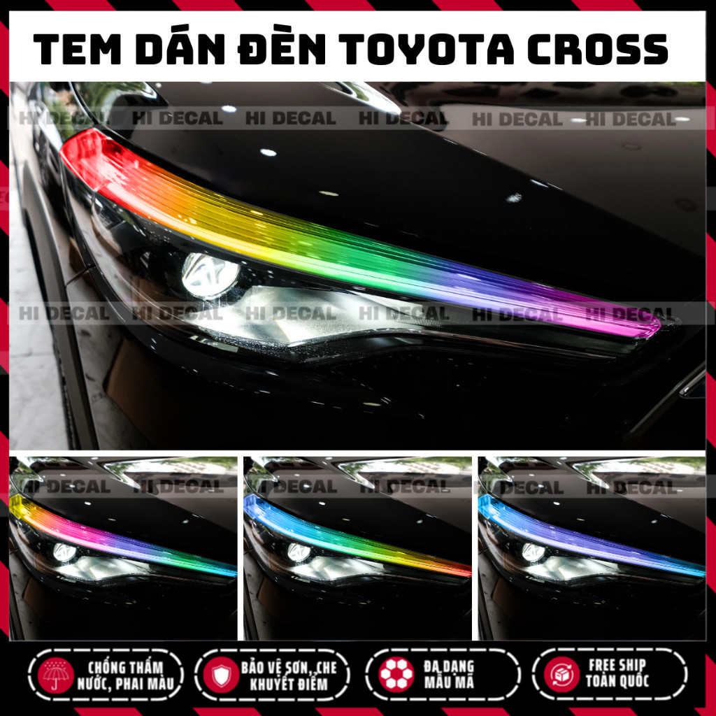 Tem dán đèn Corolla Cross form cũ, decal trang trí đèn Cross bền màu chống xước