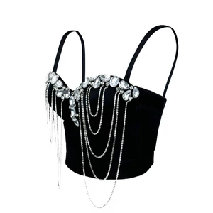 Dây Xích Trắng Kim Cương Gợi Cảm Corset Thiết Kế Cảm Giác Châu Âu Phong Cách Mỹ Mặc Bên Trong Cao Cấp Bên Ngoài Mặc Áo Ngực Xương Cá