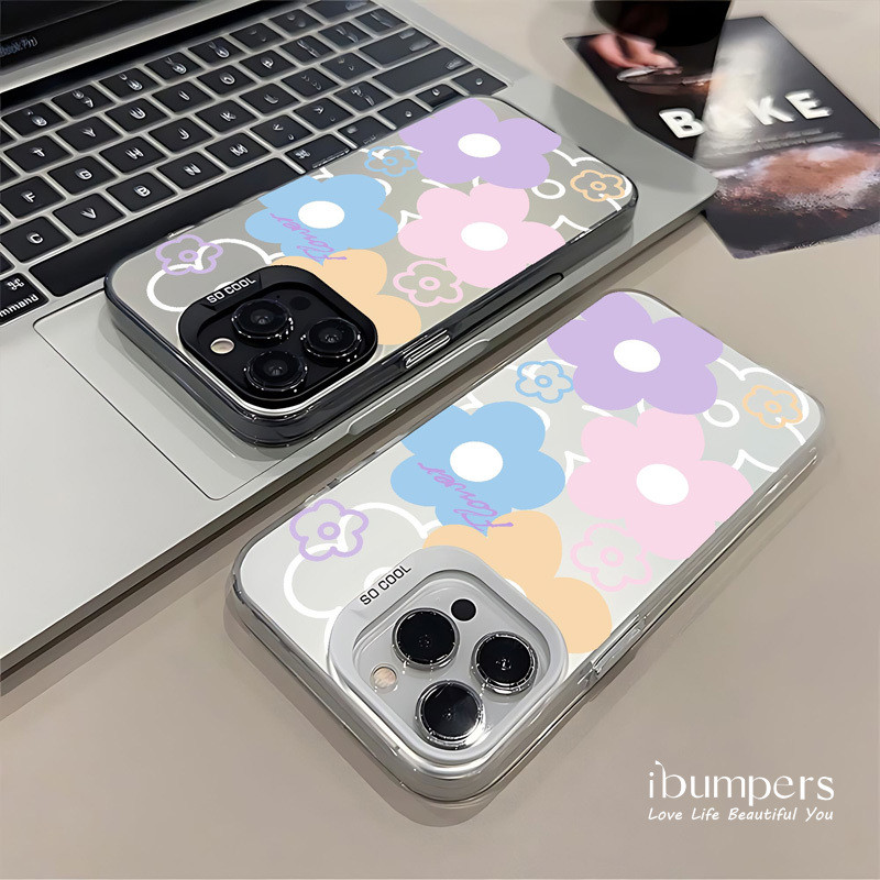 ibumpers Ốp Điện Thoại iPhone Ngọt Ngào Họa Tiết Hoa Tươi Cho IPhone 16 15 14 12 13 11 Pro Max Ốp Lưng IMD Cứng Và Nhẵn