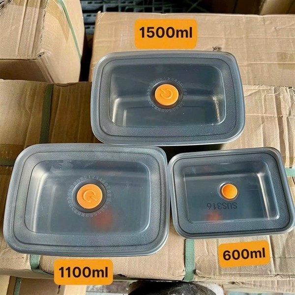 Hộp Đựng Thực Phẩm Inox Cao Cấp , Hộp Khay Inox Đựng Đồ Ăn Để Tủ Lạnh Kèm Nắp Đậy Xịn Xò