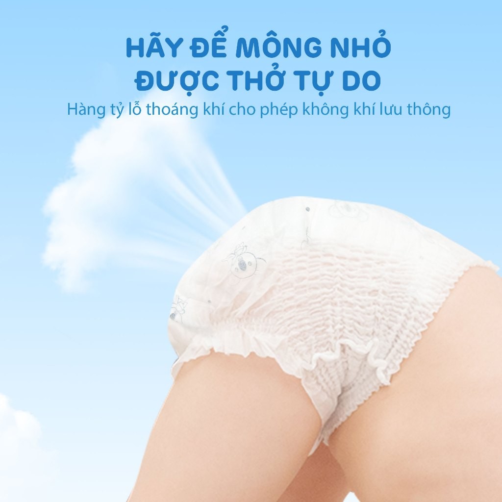 Tã/Bỉm Quần Aiwibi Tiêu Chuẩn Cho Bé Thoáng Khí, Thấm Hút Nhanh - Gói Lớn M/L/XL/XXL