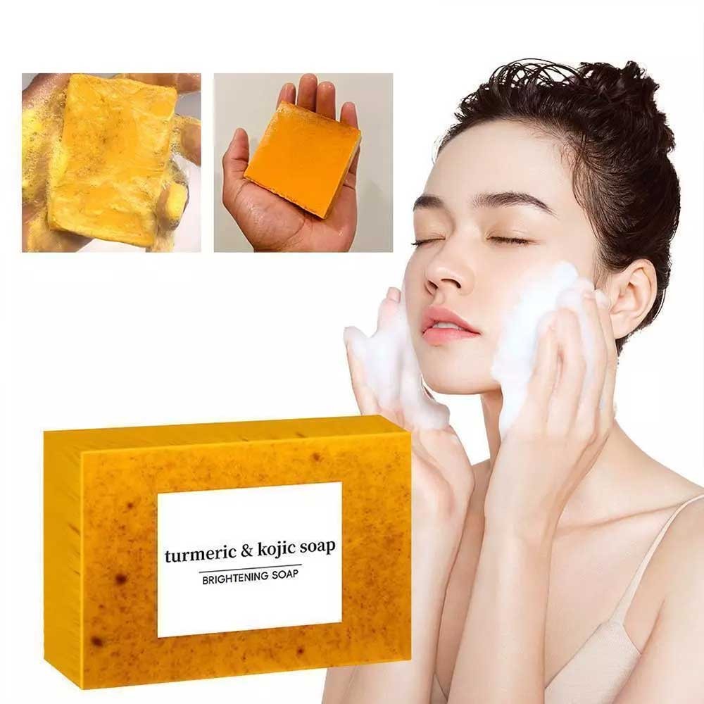 1/3pcs 80g Turmeric Hand Made Soap, Lemon Kojic Acid Soap, Shower and Facial Soap Body Care