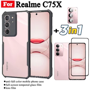Ốp điện thoại di động chống rơi 3 TRONG 1 Realme C75x cho Realme C 75 C7 5 C75 Phim kính cường lực + Phim ống kính