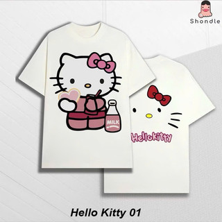 Áo Thun mèo hello kitty cầm sữa trái tim cute xinh xắn