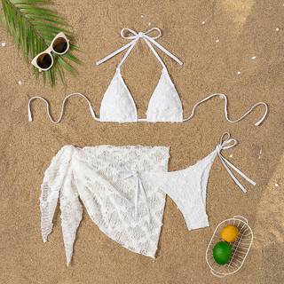 Đồ Bơi Nữ Hoa Trắng Tam Giác Cốc Ba Mảnh Bikini Đồ Bơi