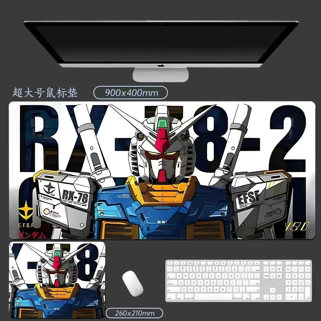 Miếng Lót Chuột Lớn RX-78-2 Cho Người Hâm Mộ Gundam Đế Cao Su Chống Trơn Trượt 3MM Dày Bàn Chơi Game Thảm Cho Otaku