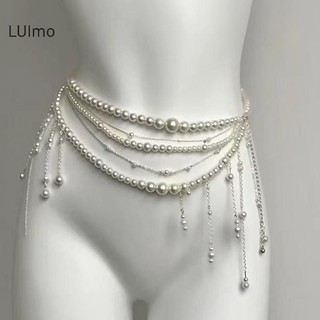 Luimo Thời Trang Nhiều Lớp Hoa sel Eo Dây Xích Retro Ngọc Trai Eo Dây Xích Dành Cho Nữ Bé Gái Cơ Thể Dây Xích Quần Áo Phụ Kiện Quà Tặng SBS