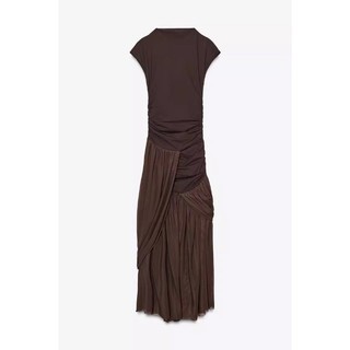 Zara Spring Sản phẩm mới Váy cổ đứng ngắn tay xếp ly dành cho nữ 5039303