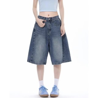 Gksss Quần short denim nam phong cách đường phố Mỹ phong cách cổ điển Nhật Bản dáng rộng giản dị phong cách trung lập