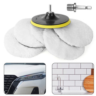 Bộ 6 Miếng Đánh Bóng Công Nghiệp – Đĩa Len, Mút Sáp, Dụng Cụ Chăm Sóc Sơn Xe Hơi