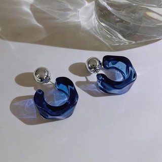 [Ưu đãi đặc biệt] Bông tai Acrylic hình chữ C không đều dành cho nữ Bông tai vòng nhựa nhiều màu trong suốt Bông tai hình học nhiều mảnh Bông tai đinh tán phong cách Hàn Quốc