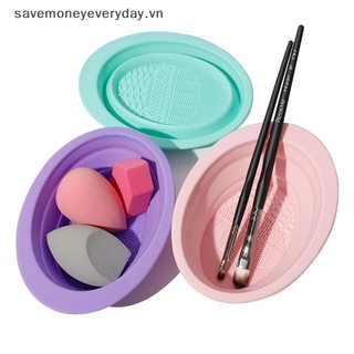 [savemoneyeveryday] Dụng cụ làm sạch cọ trang điểm bằng silicon mềm Bát làm sạch phồng gấp Bàn chải phấn mắt Wash Clean Mat Dụng cụ làm đẹp Hộp chà sàn [vn]