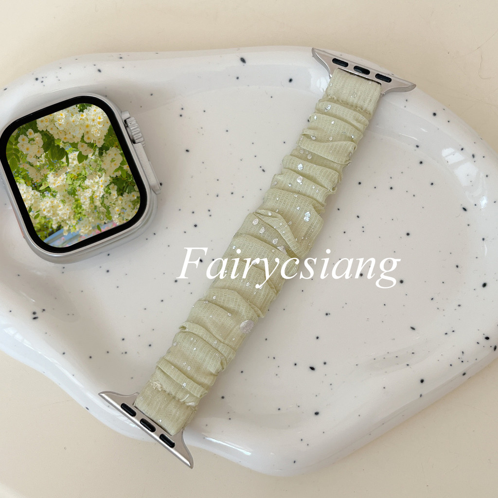 Dây đeo Scrunchie lấp lánh cho Apple Watch Ultra2 49mm 45 41 44 38 42 46 40mm Vòng đeo tay đàn hồi cho iWatch S10 9 8 7 6 5 4 SE