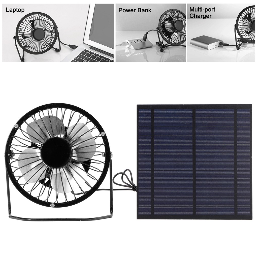 Amireux Bảng điều khiển năng lượng mặt trời Mini 5W với quạt làm mát di động Bộ bảng điều khiển năng lượng mặt trời quang điện cho nhà kính