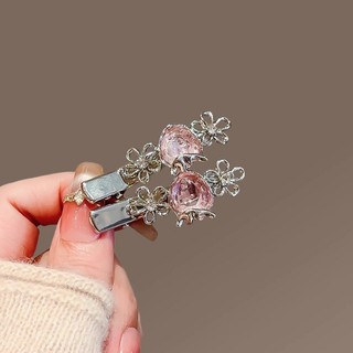 MAUROPOLI Kẹp Tóc Nữ Bột Đá Dâu Kim Loại Phong Cách Mới Ngọt Ngào Dễ Thương, Mỏ Vịt Gãy Tóc, Trái Tim